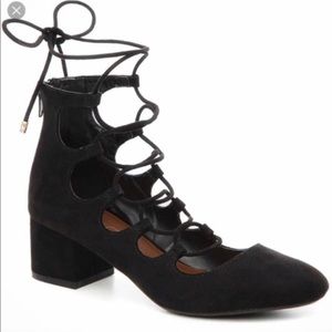 ALDO Black Suede Lace Up Block Heel